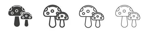 Mantar ikonu seti. Basit Shiitake mantar vektör sembolü. Siyah renkli mantar işareti.