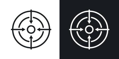 Hedef doğrucu ve katı vektör simgesi siyah renkte ayarlandı