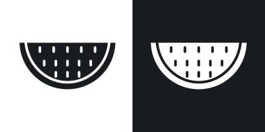 Karpuz vektör simgesi koyu siyah beyaz renkte ayarlandı