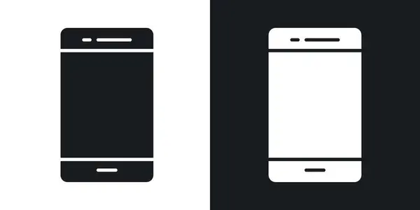 Smartphone vektör simgesi koyu siyah beyaz olarak ayarlandı