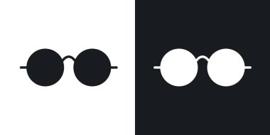 Katı siyah ve beyaz renkli gözlük vektör simgesi