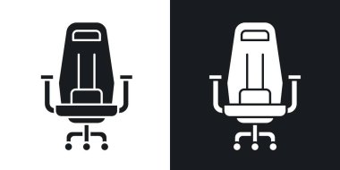 Oyun koltuğu vektör simgesi koyu siyah ve beyaz renkte ayarlandı