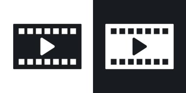 Film vektör simgesi koyu siyah beyaz renkte ayarlandı