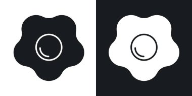 Saf siyah ve beyaz renkli yumurta kızartma vektör simgesi