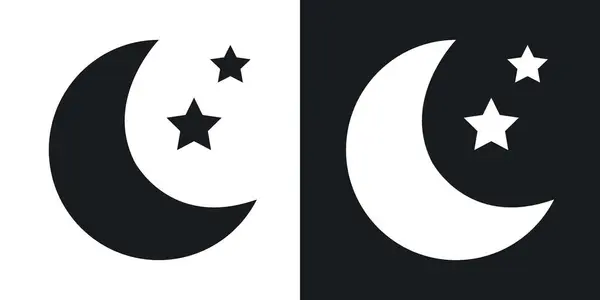 Ay yıldızları vektör simgesi koyu siyah ve beyaz renkte ayarlandı