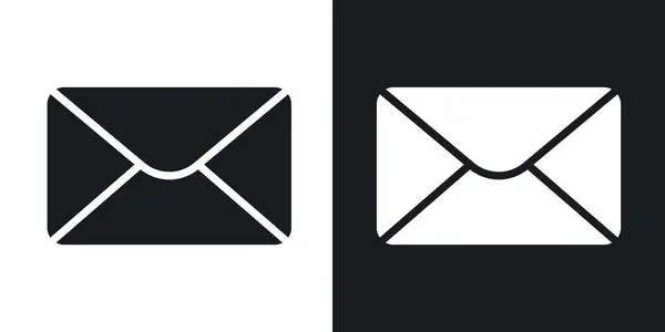 Zarf vektör simgesi koyu siyah ve beyaz renkte ayarlandı