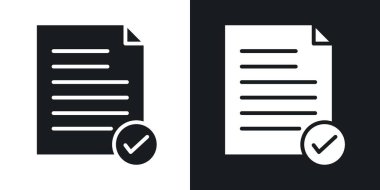 Katı siyah ve beyaz renkli belge vektör simgesini kabul et