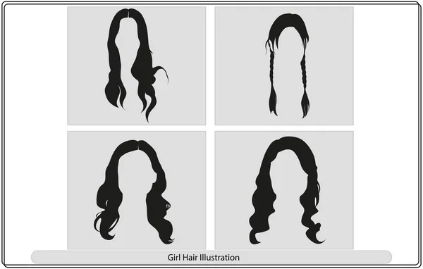 Girl Hair Illustration Long Hair Vector Bundle — ストックベクタ