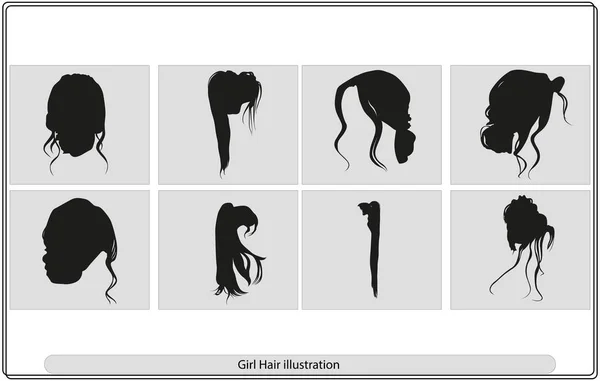 Girl Hair Illustration Long Hair Vector Bundle — Διανυσματικό Αρχείο