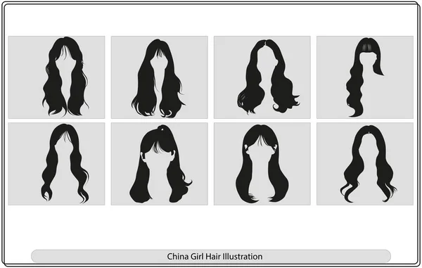 Girl Hair Illustration Long Hair Vector Bundle — Archivo Imágenes Vectoriales