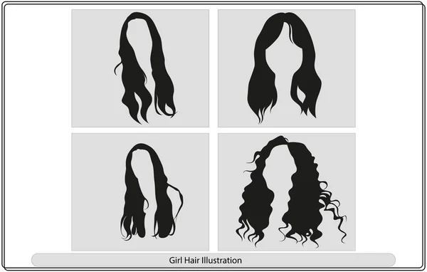 Girl Hair Illustration Long Hair Vector Bundle —  Vetores de Stock
