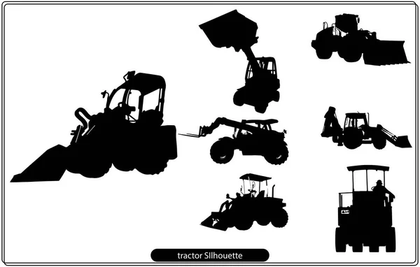 Silueta Del Tractor Vector Silueta Tractor Blanco Negro Vector Ilustración — Vector de stock