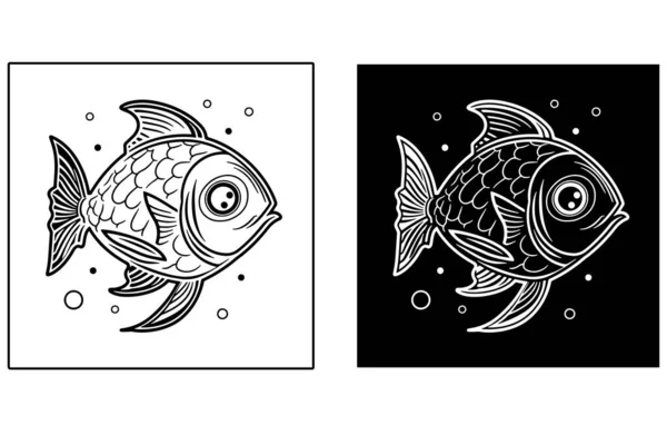 Esquema Icono Pescado Vector Icono Pescado Icono Pescado Ilustración Paquete — Archivo Imágenes Vectoriales