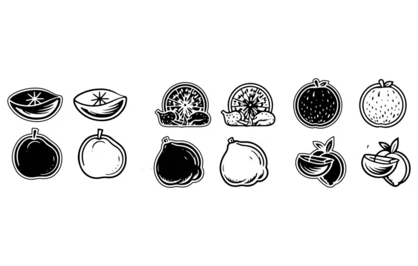 フルーツ関連のベクトルアイコンの簡単なセット フルーツアイコンのコレクション ベクトル図 — ストックベクタ