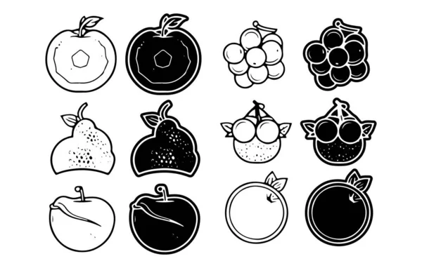 Conjunto Simples Frutas Related Vector Line Icons Coleção Ícones Frutas —  Vetores de Stock