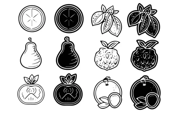 Conjunto Simple Frutas Relacionadas Con Los Iconos Línea Vectorial Colección — Vector de stock