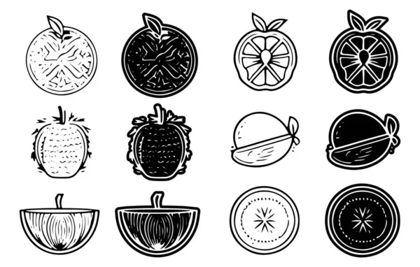 Conjunto Simple Frutas Relacionadas Con Los Iconos Línea Vectorial Colección — Vector de stock