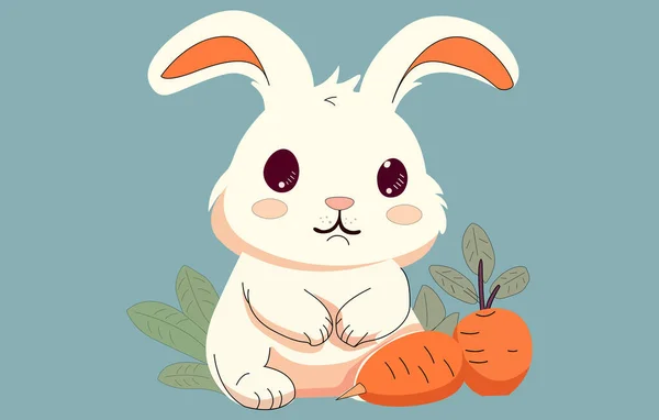 可爱的小兔子抱着胡萝卜 可爱的小兔子抱着胡萝卜 兔子抱着胡萝卜 复活节可爱的兔子套 — 图库矢量图片