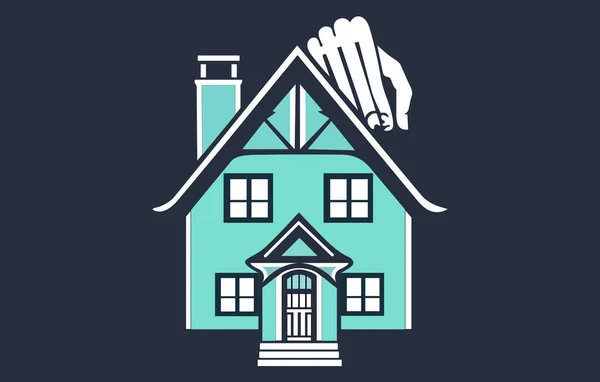 不動産 ホームケア サービスベクトルロゴテンプレート あなたのビジネスのためのロゴ 使用する準備ができて手と家のコンセプトロゴ — ストックベクタ