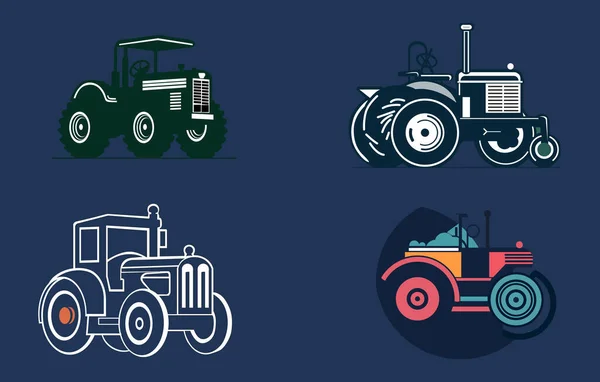 Ilustración Tractor Plano Estilo Vectorial Tractor Plano Dibujos Animados Agricultor — Archivo Imágenes Vectoriales