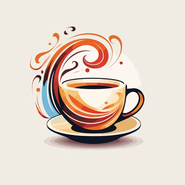 咖啡杯矢量标志设计 高级咖啡店标志 咖啡杯图标 咖啡插图图标 — 图库矢量图片
