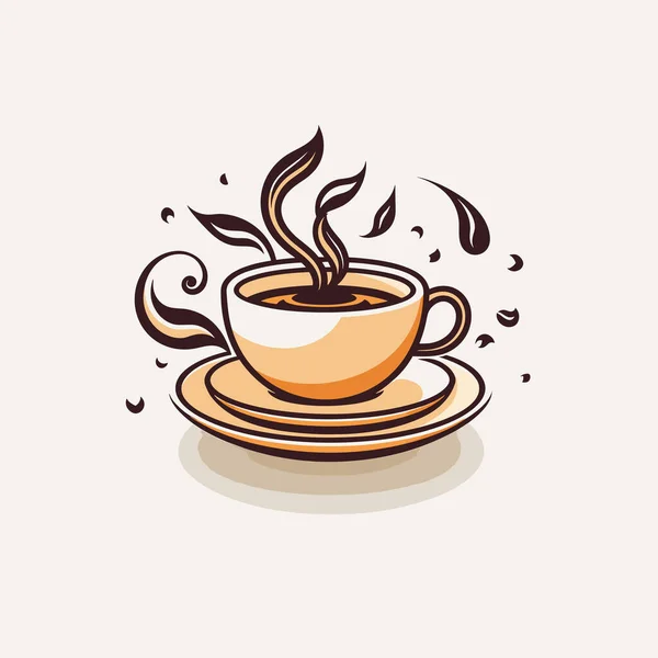 咖啡杯矢量标志设计 高级咖啡店标志 咖啡杯图标 — 图库矢量图片