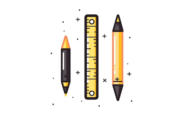Back School Ruler Pencil Style Illustration Ruler Pencil Illustration — Stock Vector