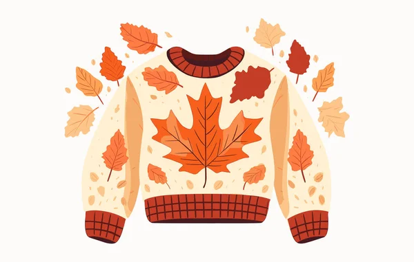 Autumn Sweater Flat Illustration Sweater Weather Autumn Concept Autumn Sweater — Stock Vector