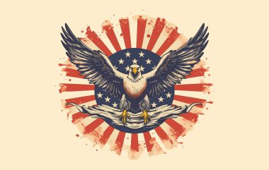 Vatanseverlik sembolü düz çizim, vatanseverlik sembolü vektör, ABD yıldızı logosu. Soyut Amerikan bayrak simgesi