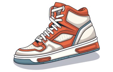 Ayakkabı Sneakers Vector Illustration, Sneaker ayakkabısı. Kavram. Düz dizayn. Vektör çizimi. Düz stil spor ayakkabıları