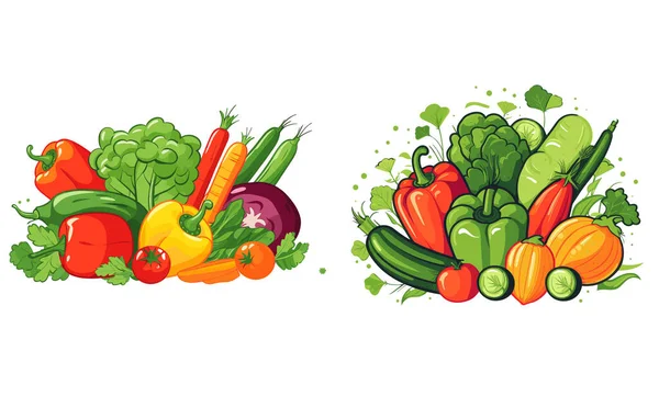 Flat Illustration Vegetable Vector Vegetable Drawn Vector Icons Set Vector — Stock Vector