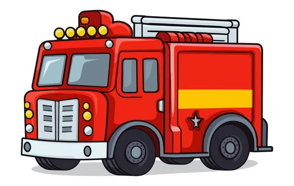 Veicolo Emergenza Camion Dei Pompieri Rosso Moderno Stile Piatto Illustrazione — Vettoriale Stock