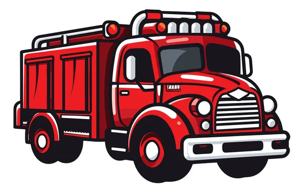 Veicolo Emergenza Camion Dei Pompieri Rosso Moderno Stile Piatto Illustrazione — Vettoriale Stock