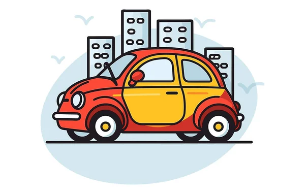 城市汽车矢量图解概念 可爱矢量智能汽车图解 汽车共享标识 — 图库矢量图片