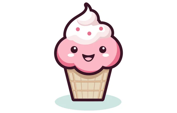 Vector Character Cute Ice Cream Smile Cartoon Character Art Cartoon — Stock Vector