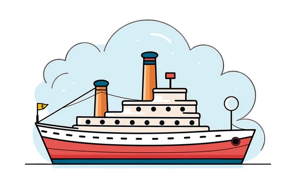 Navios Oceano Com Vetor Gaivota Navios Transporte Água Ilustração Vetor — Vetor de Stock