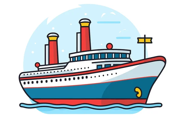 Navi Nell Oceano Con Vettore Gabbiano Illustrazione Vettoriale Del Trasporto — Vettoriale Stock