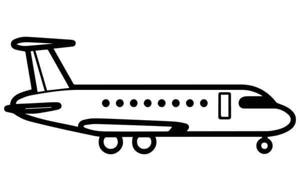 Verkehrsflugzeug Editierbare Skizze Eines Flugzeugs Stockvektorabbildung Umrisszeichnungsebene Flachen Stil — Stockvektor