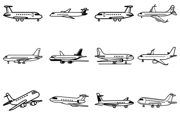 Avion Ligne Esquisse Sommaire Modifiable Avion Illustration Vectorielle Stock Plan — Image vectorielle