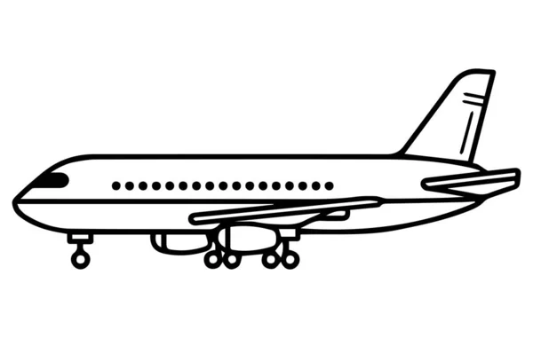 Avión Pasajeros Esbozo Editable Avión Stock Vector Ilustración Esquema Plano — Vector de stock
