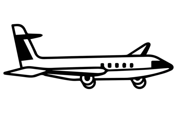 エアライナー 飛行機の編集可能な概要スケッチ ストックベクトルイラスト フラットスタイルのアウトライン図面 — ストックベクタ