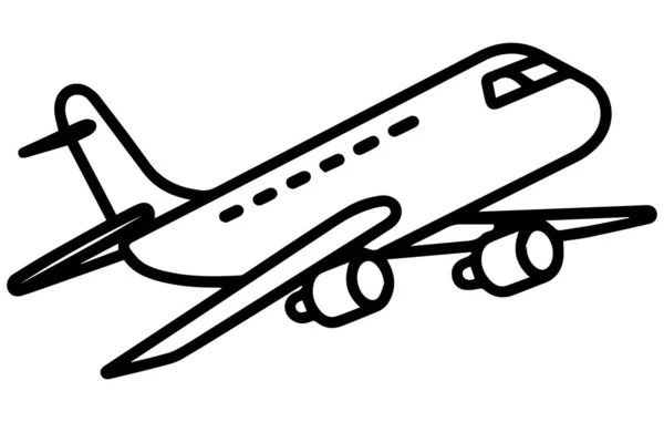 Verkehrsflugzeug Editierbare Skizze Eines Flugzeugs Stockvektorabbildung Umrisszeichnungsebene Flachen Stil — Stockvektor