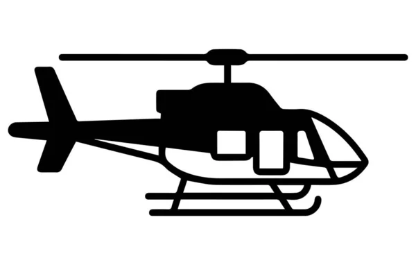 Silueta Aislada Negra Helicóptero Sobre Fondo Blanco Silueta Helicóptero Gráfico — Vector de stock