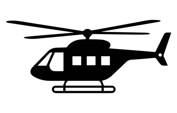 Fekete Elszigetelt Sziluett Helikopter Fehér Háttér Helikopter Sziluett Fekete Vektor — Stock Vector