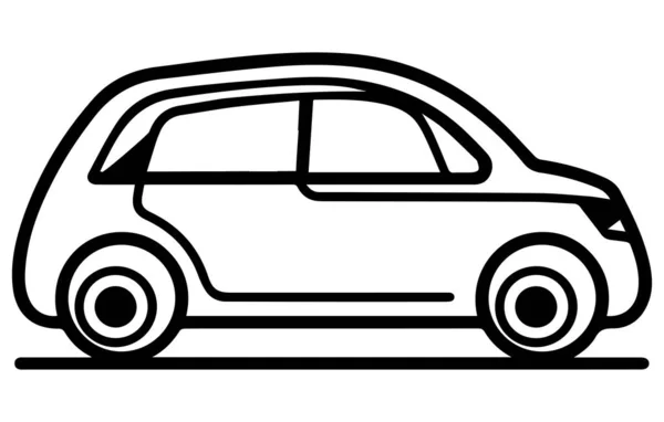 Electric Vehicle Car Vector Icon Outline Car Vector Outline Drawing — Stock Vector