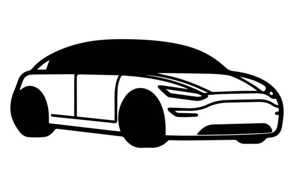 Elektrikli Araç Vektör Simgesi Taslağı Araba Vektör Çizimi — Stok Vektör