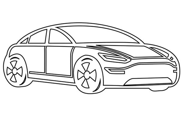 Vektorový Obrys Hybridního Vozu Ručně Kreslená Čára Logo Hybridního Vozu — Stockový vektor
