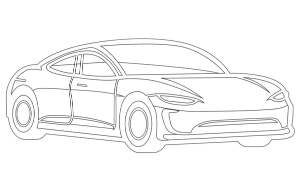 Hybrid Bil Vektor Kontur Handritad Linje Hybrid Car Logo — Stock vektor