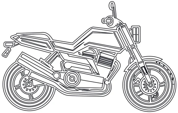 コンセプトデザインのためのベクトルラインアートバイク スポーツバイクの黒い輪郭のスケッチのイラストは白い背景で分離しました 満たさないストローク — ストックベクタ