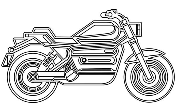Vector Lijn Art Motorfiets Voor Concept Design Sport Fiets Zwarte — Stockvector